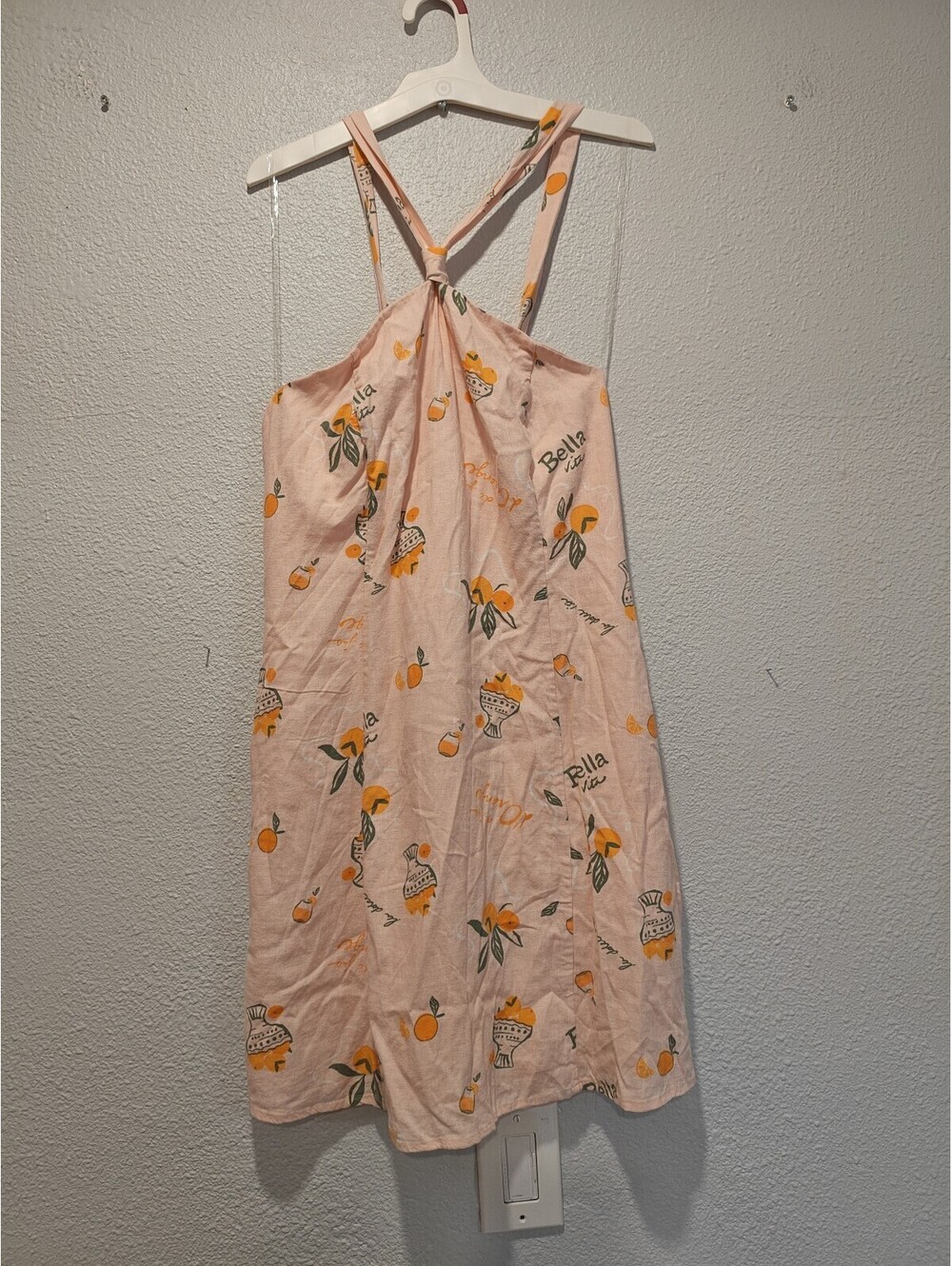 Zara Pink Orange Print Sleeveless Dress with Adjustable Strs